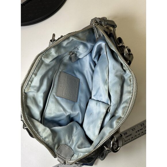 Coach Madison Sophia Blue Multicolored Sateen Satchel Bag 2010 Top Strap Charm - Picture 3 of 12